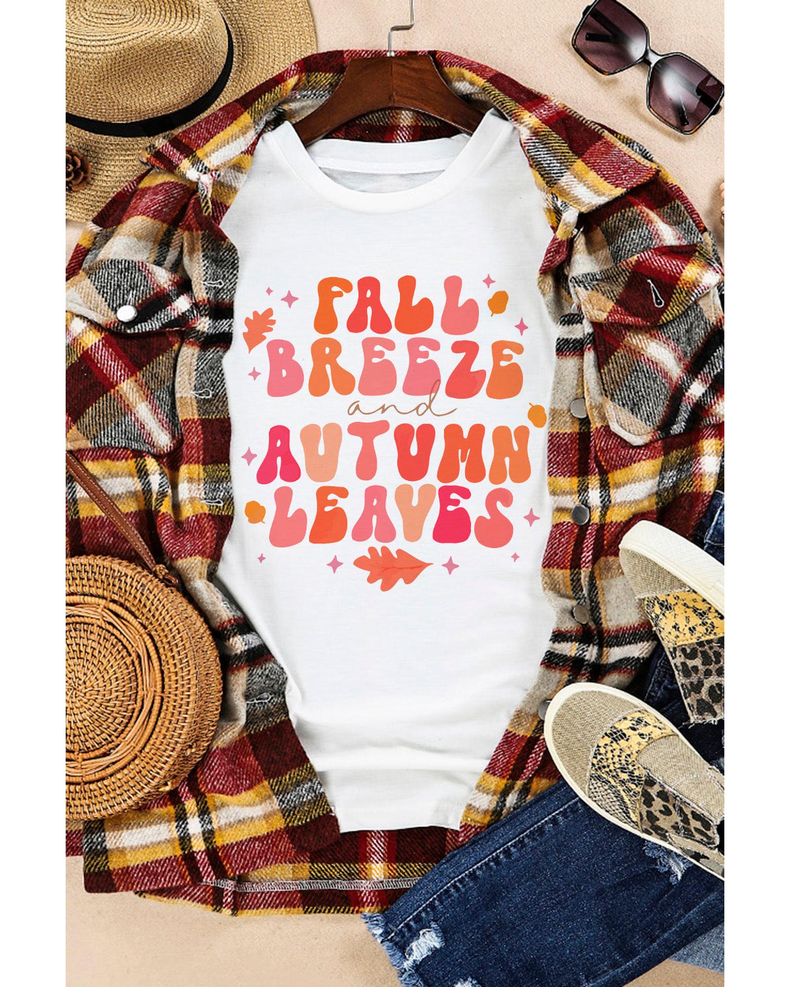 Azura Exchange Graphic Tee with Fall Breeze and Autumn Leaves Design - XL