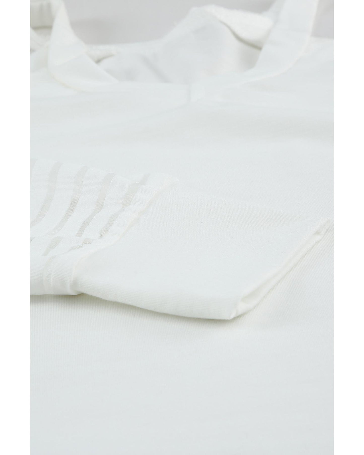 Azura Exchange Cut-out Cold Shoulder Mesh Striped Long Sleeve T-shirt - M