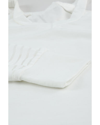 Azura Exchange Cut-out Cold Shoulder Mesh Striped Long Sleeve T-shirt - S