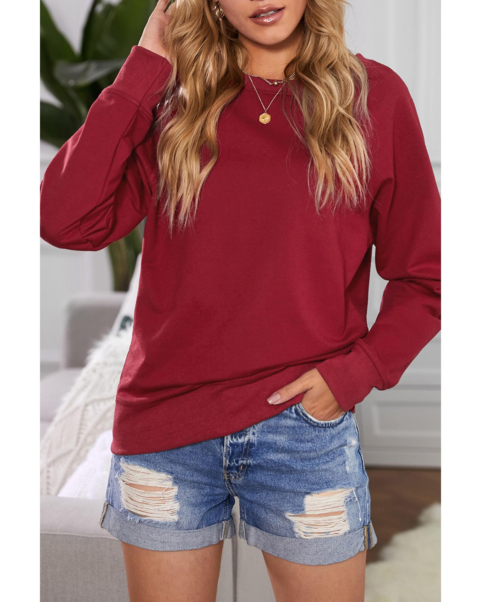Azura Exchange Solid Crew Neck Pullover Sweatshirt - S Secondary image