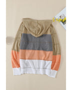 Azura Exchange Zipped Front Colorblock Hollow-out Knit Hoodie - 2XL