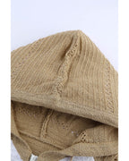Azura Exchange Zipped Front Colorblock Hollow-out Knit Hoodie - S