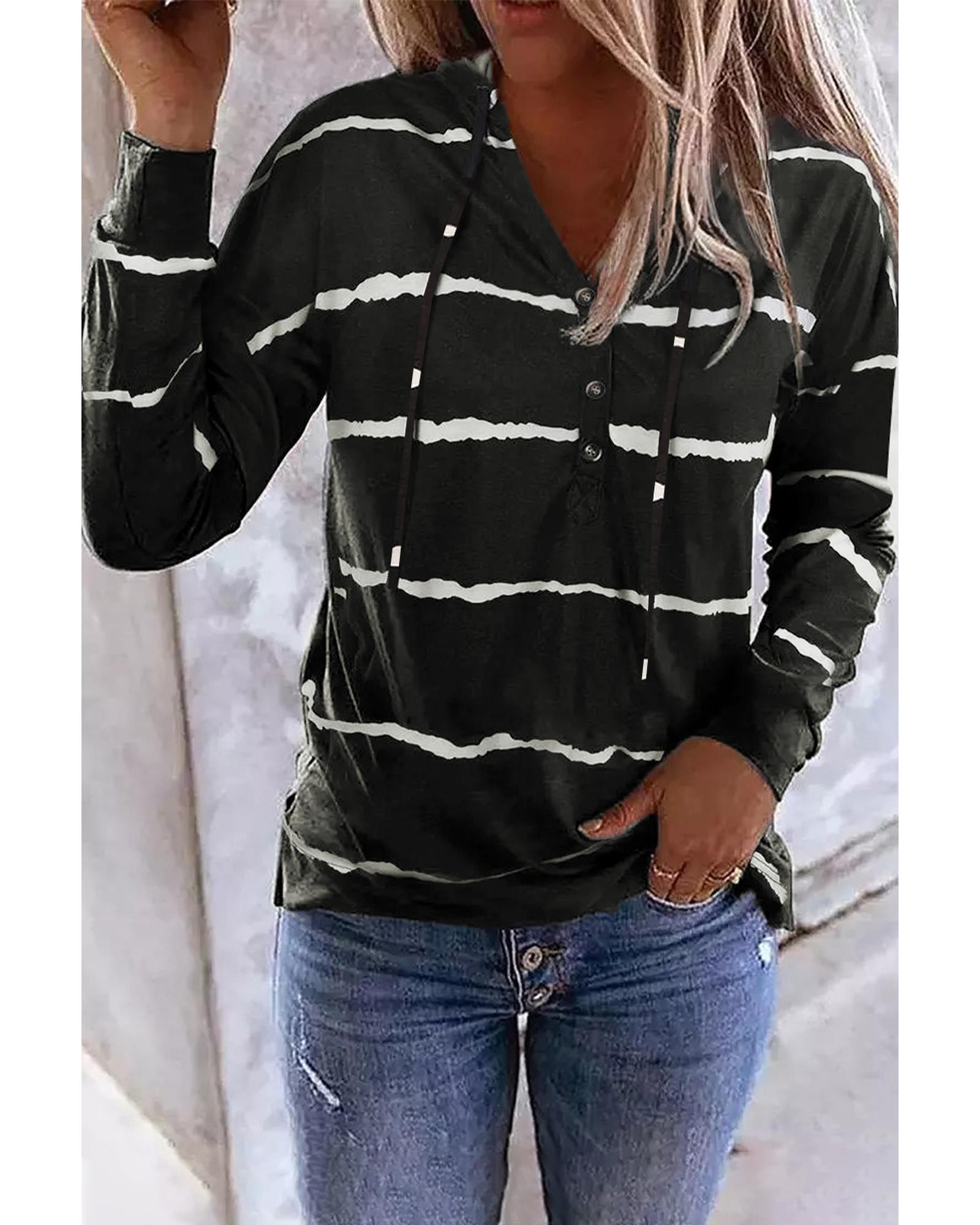 Azura Exchange Drawstring Button Long Sleeve Hoodie - M Secondary image