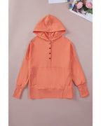 Azura Exchange Batwing Sleeve Pocketed Henley Hoodie - M