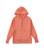 Azura Exchange Batwing Sleeve Pocketed Henley Hoodie - S