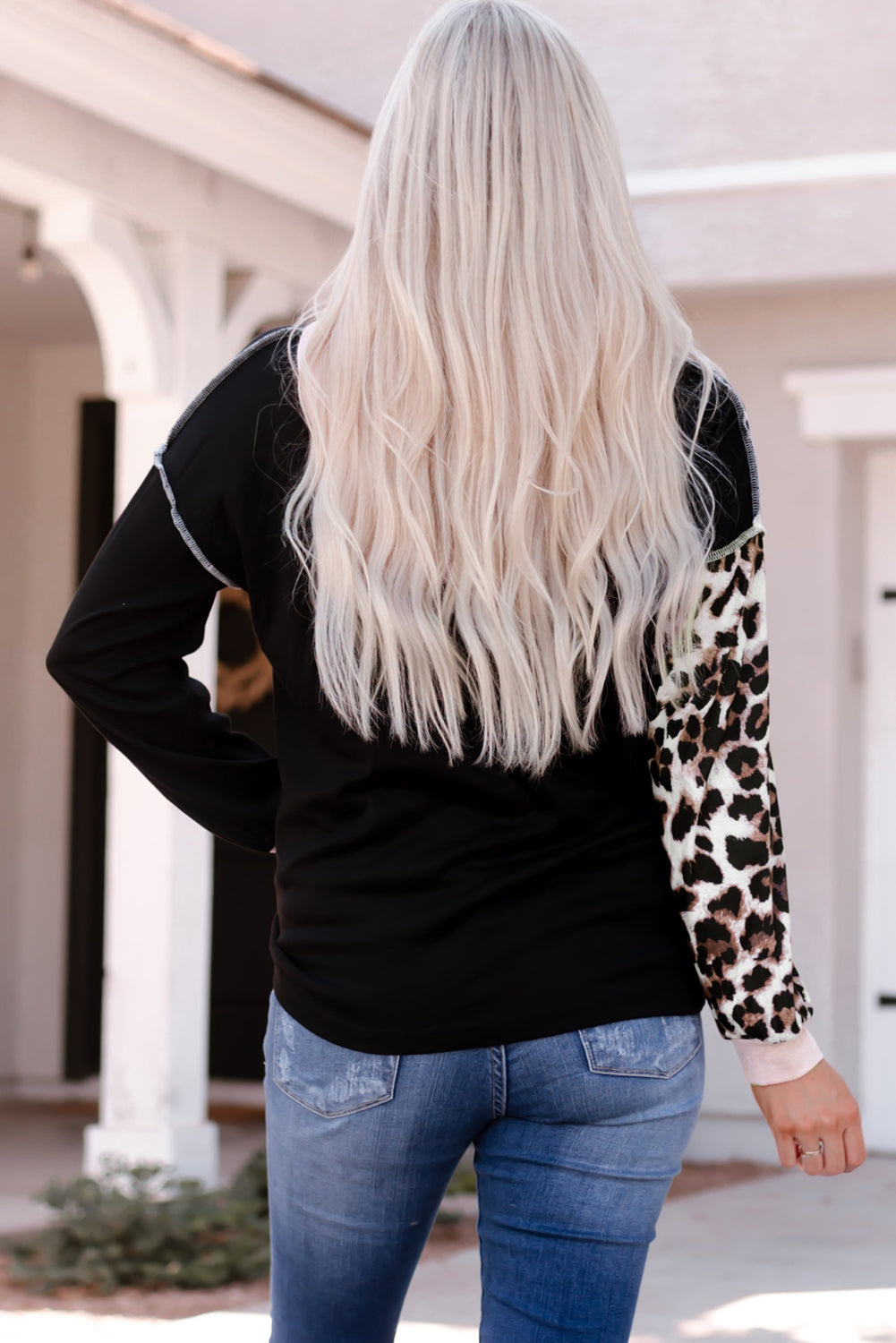 Azura Exchange Leopard Patchwork Hooded Sweatshirt - L Secondary image