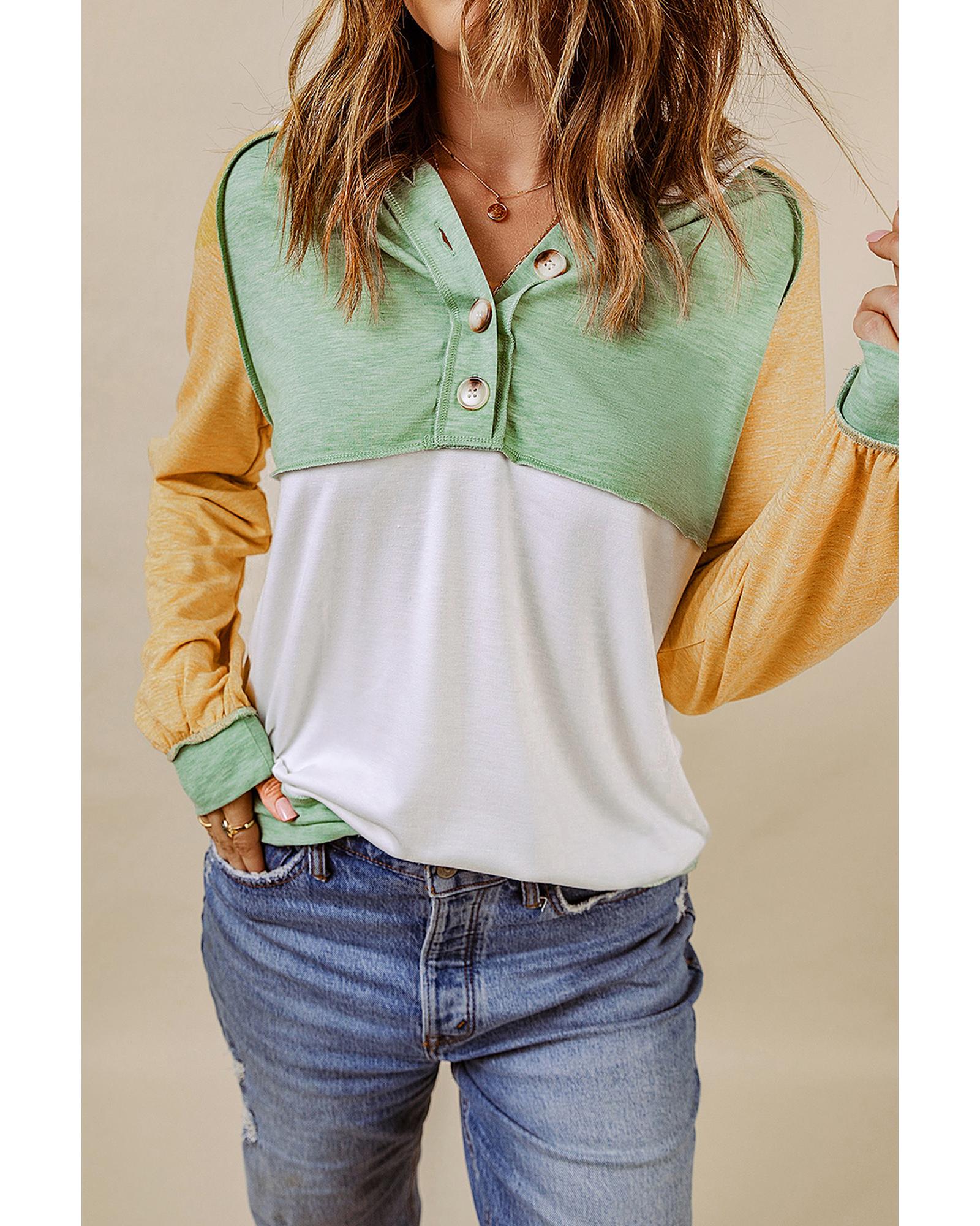 Azura Exchange Button Accent Colorblock Hoodie - S Main image