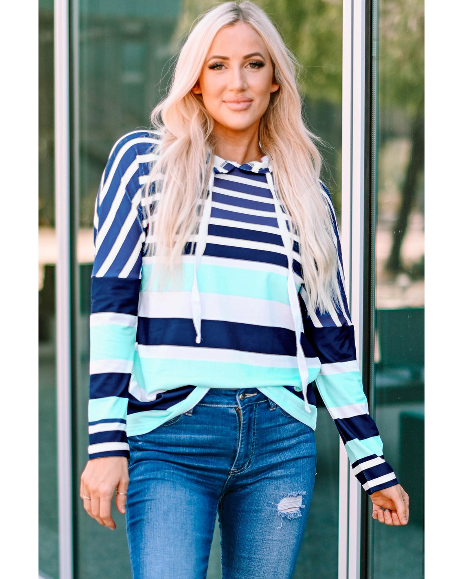 Azura Exchange Striped Drawstring Hoodie - 2XL Secondary image