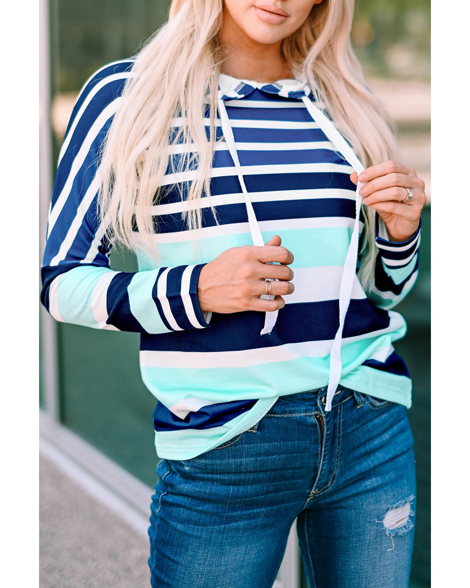 Azura Exchange Striped Drawstring Hoodie - L Main image