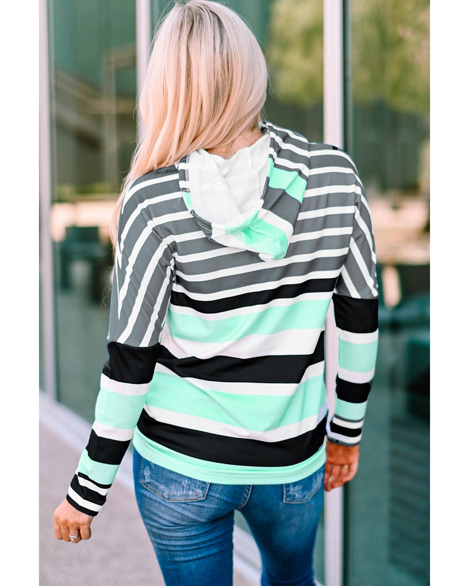 Azura Exchange Striped Drawstring Long Sleeve Hoodie - L Secondary image