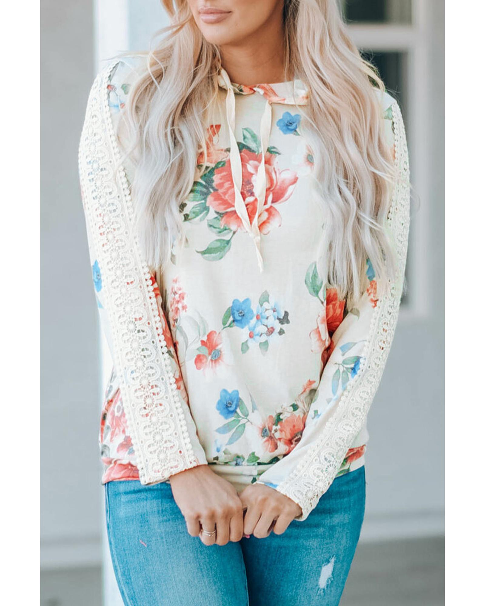 Azura Exchange Lace Contrast Long Sleeve Hoodie - M Main image