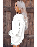 Azura Exchange Ripped Hooded Sweatshirt with Kangaroo Pocket - M