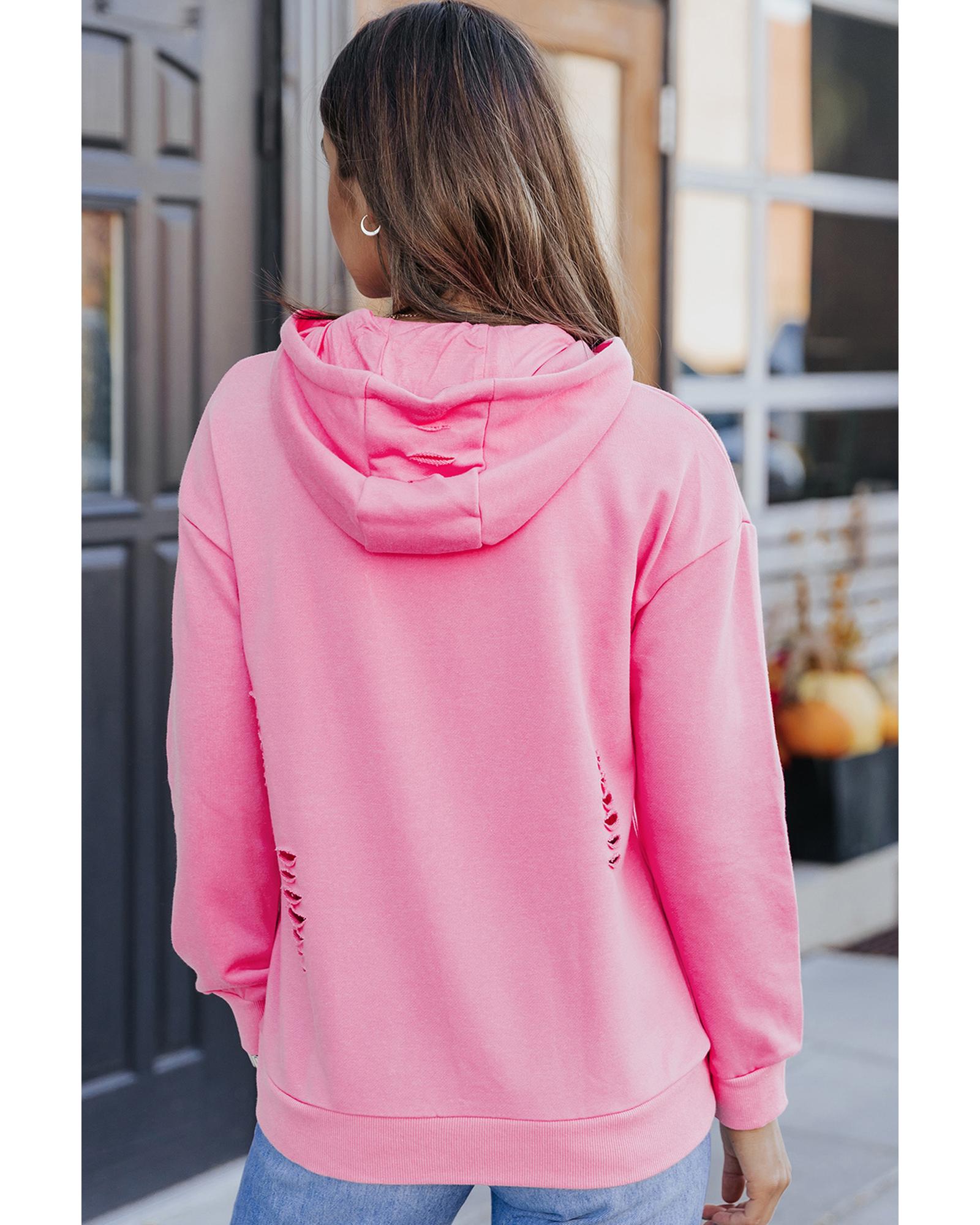 Azura Exchange Ripped Hooded Sweatshirt with Kangaroo Pocket - 2XL Secondary image