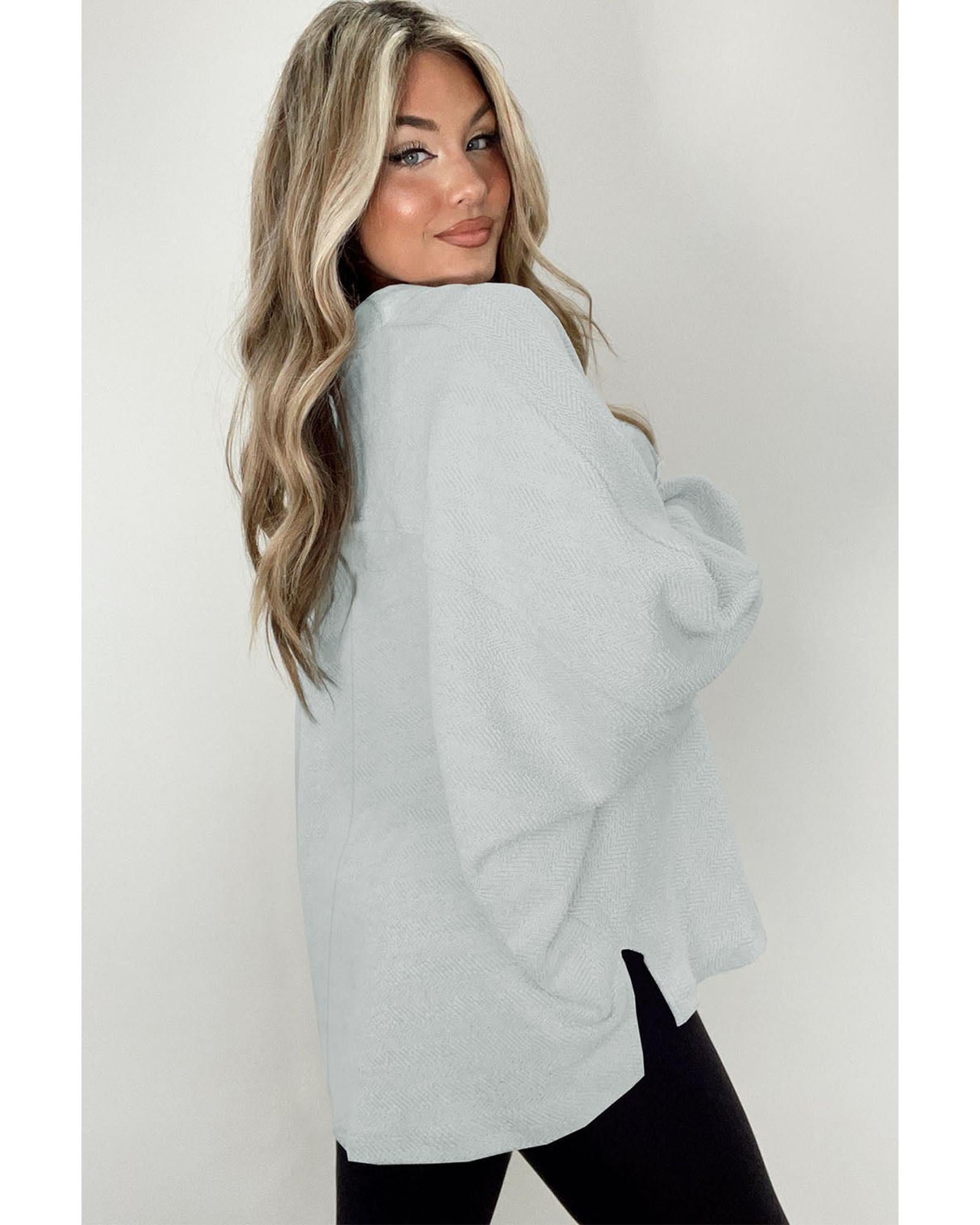 Azura Exchange Oversized Button Collared Sweatshirt - S Secondary image
