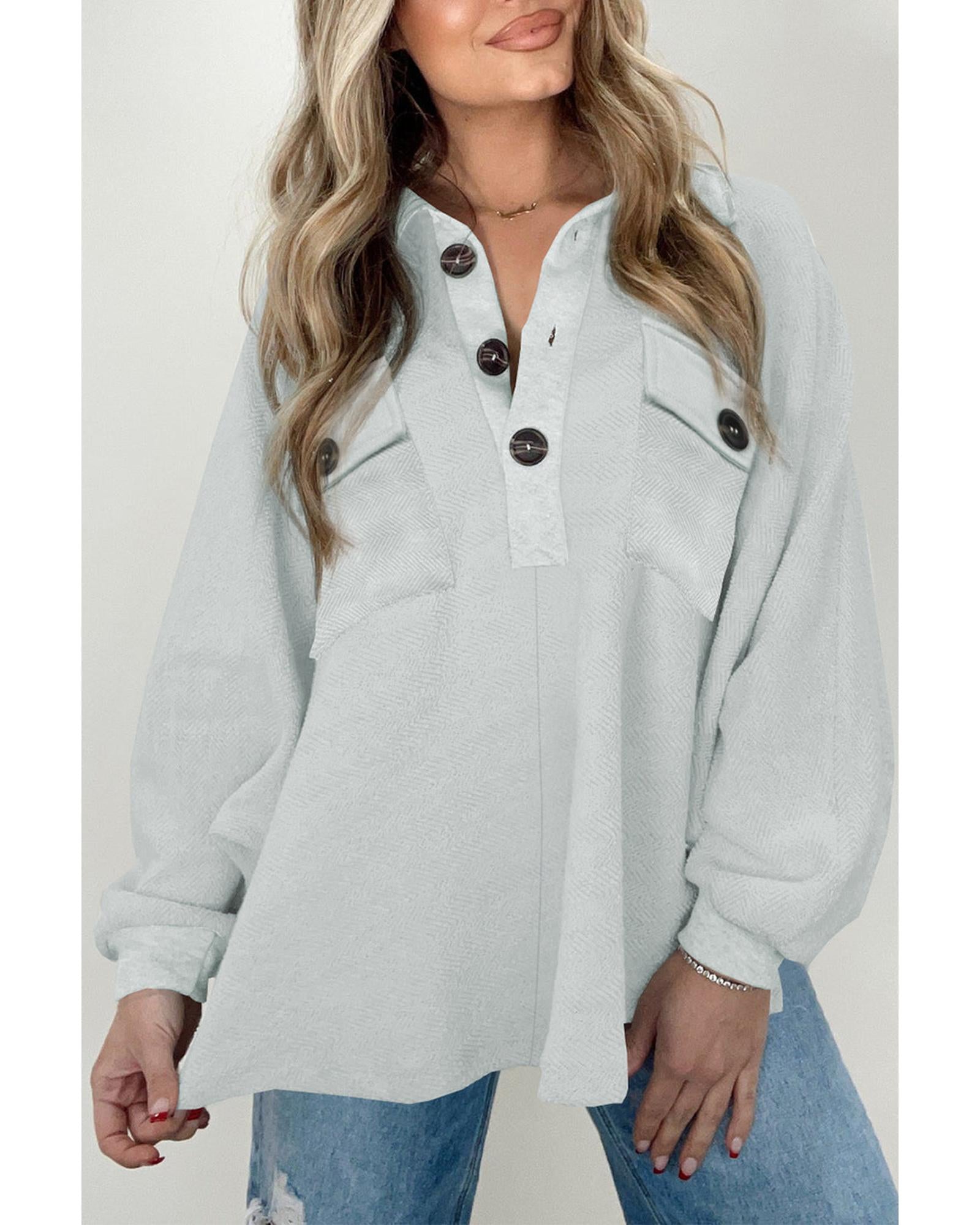 Azura Exchange Oversized Button Collared Sweatshirt - XL Main image