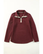 Azura Exchange Geometric Texture Plaid Trim Sweatshirt - S