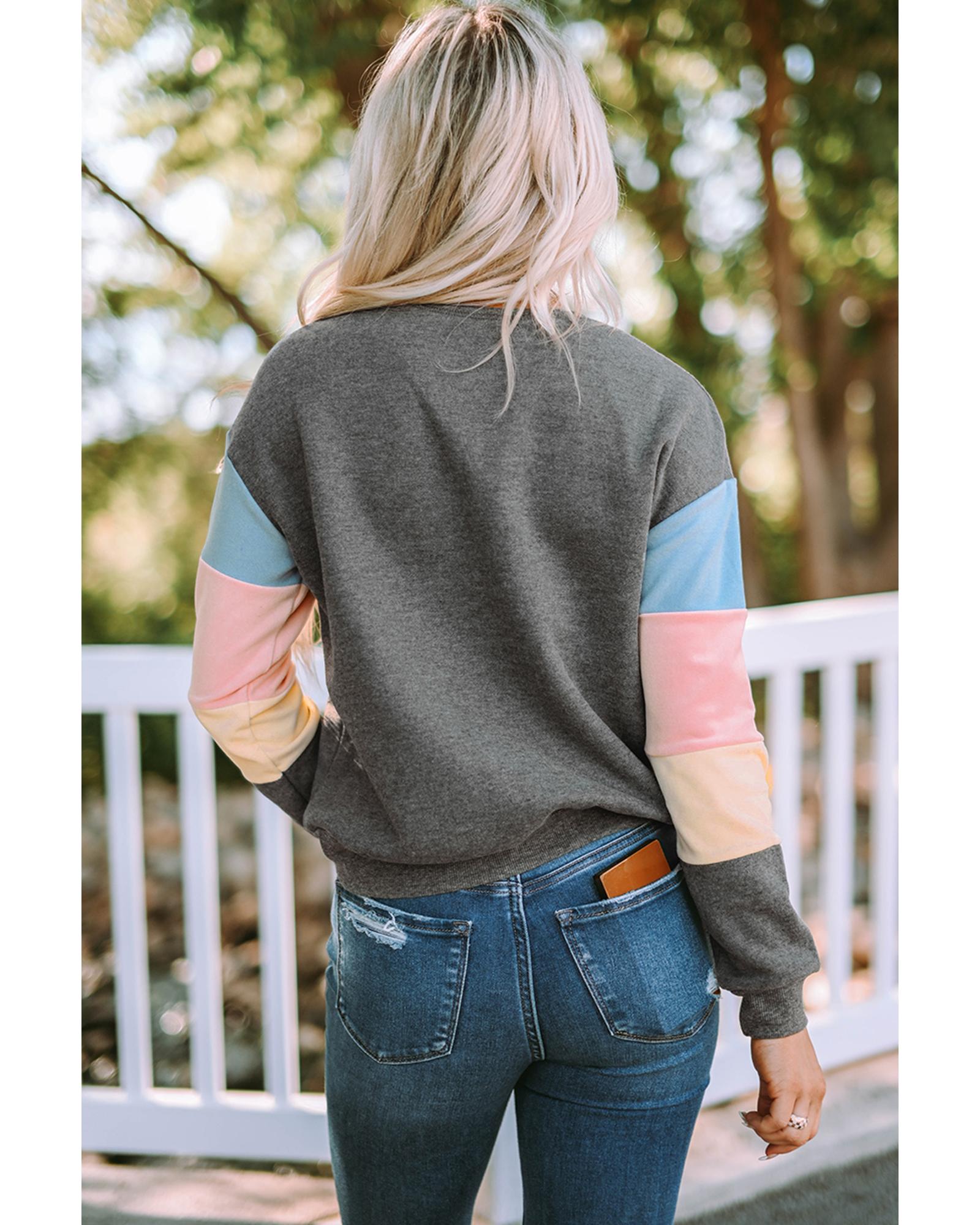 Azura Exchange Long Sleeve Colorblock Sweatshirt - S