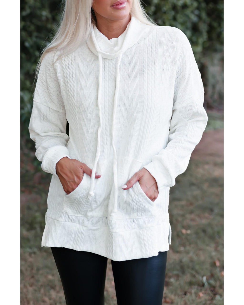 Azura Exchange Textured Cowl Neck Sweatshirt - 2XL