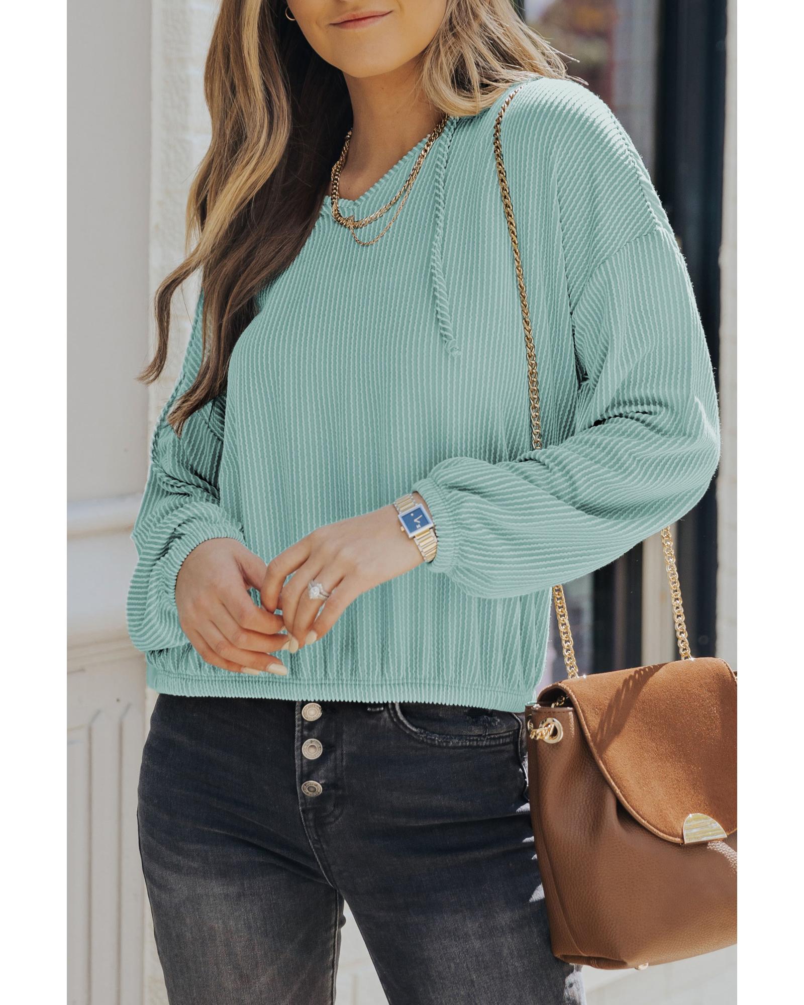 Azura Exchange Loose Fit Ribbed V Neck Hoodie - L Main image