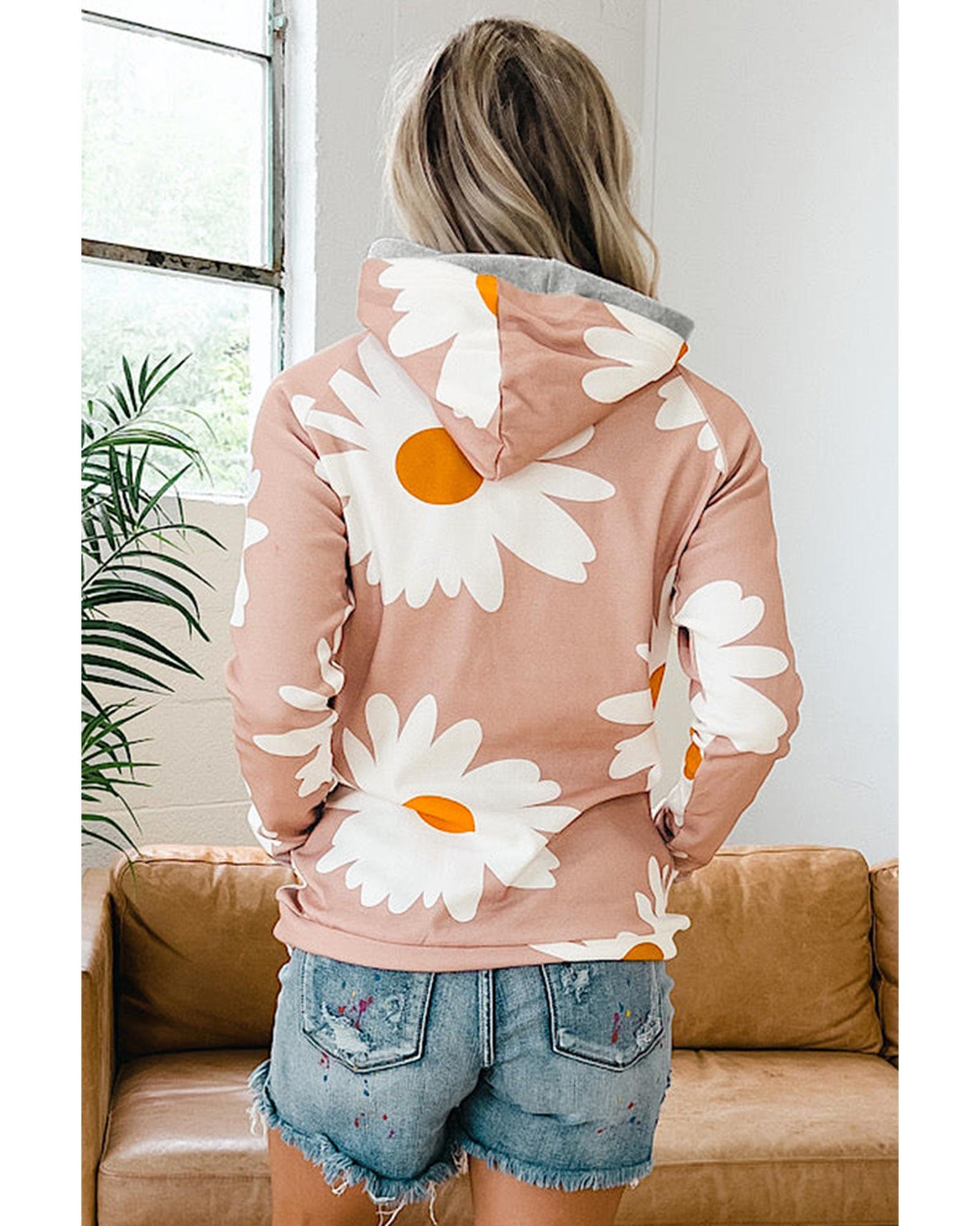 Azura Exchange Daisy Print Doublehood Sweatshirt - M Secondary image