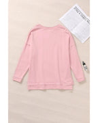 Azura Exchange Frayed Trim Side Slit Sweatshirt - S