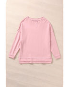Azura Exchange Frayed Trim Side Slit Sweatshirt - S