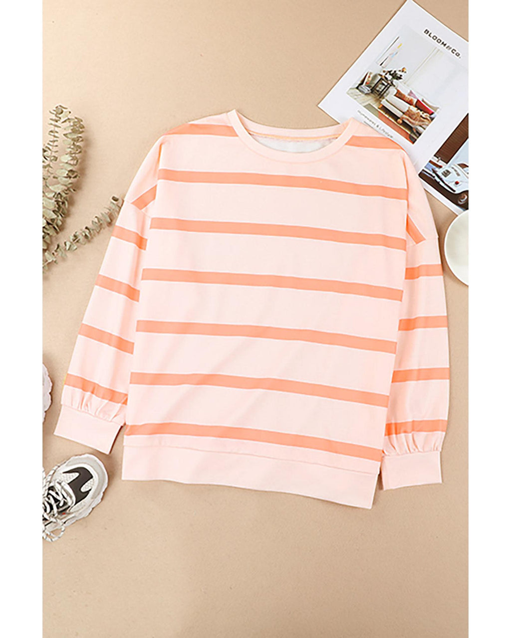 Azura Exchange Drop Shoulder Pullover Sweatshirt with Striped Pattern - 2XL