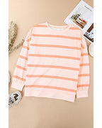 Azura Exchange Drop Shoulder Pullover Sweatshirt with Striped Pattern - 2XL