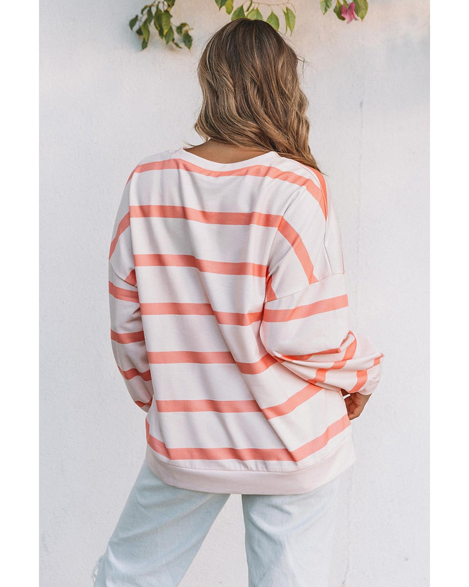 Azura Exchange Drop Shoulder Pullover Sweatshirt with Striped Pattern - L Secondary image