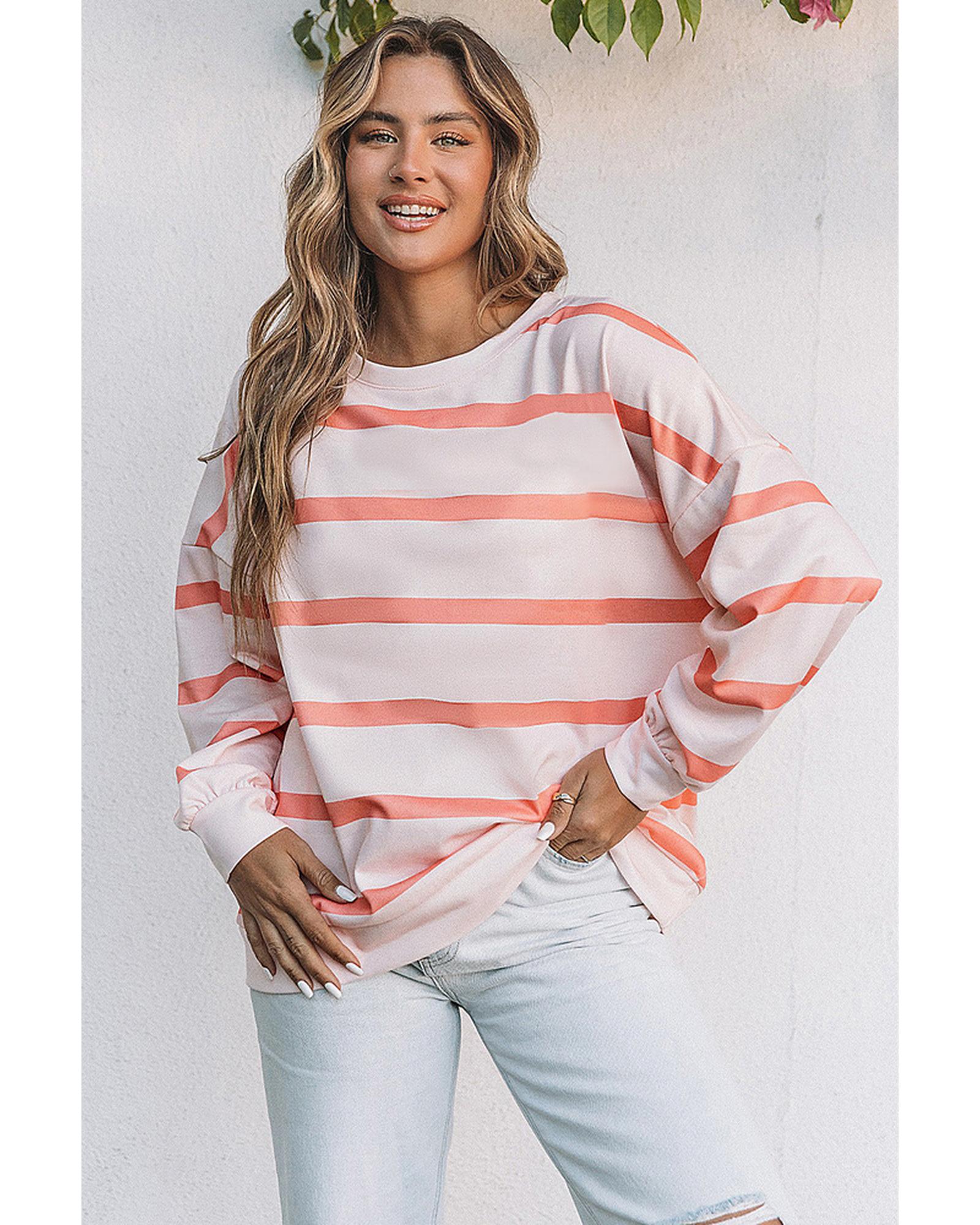 Azura Exchange Drop Shoulder Pullover Sweatshirt with Striped Pattern - XL Main image