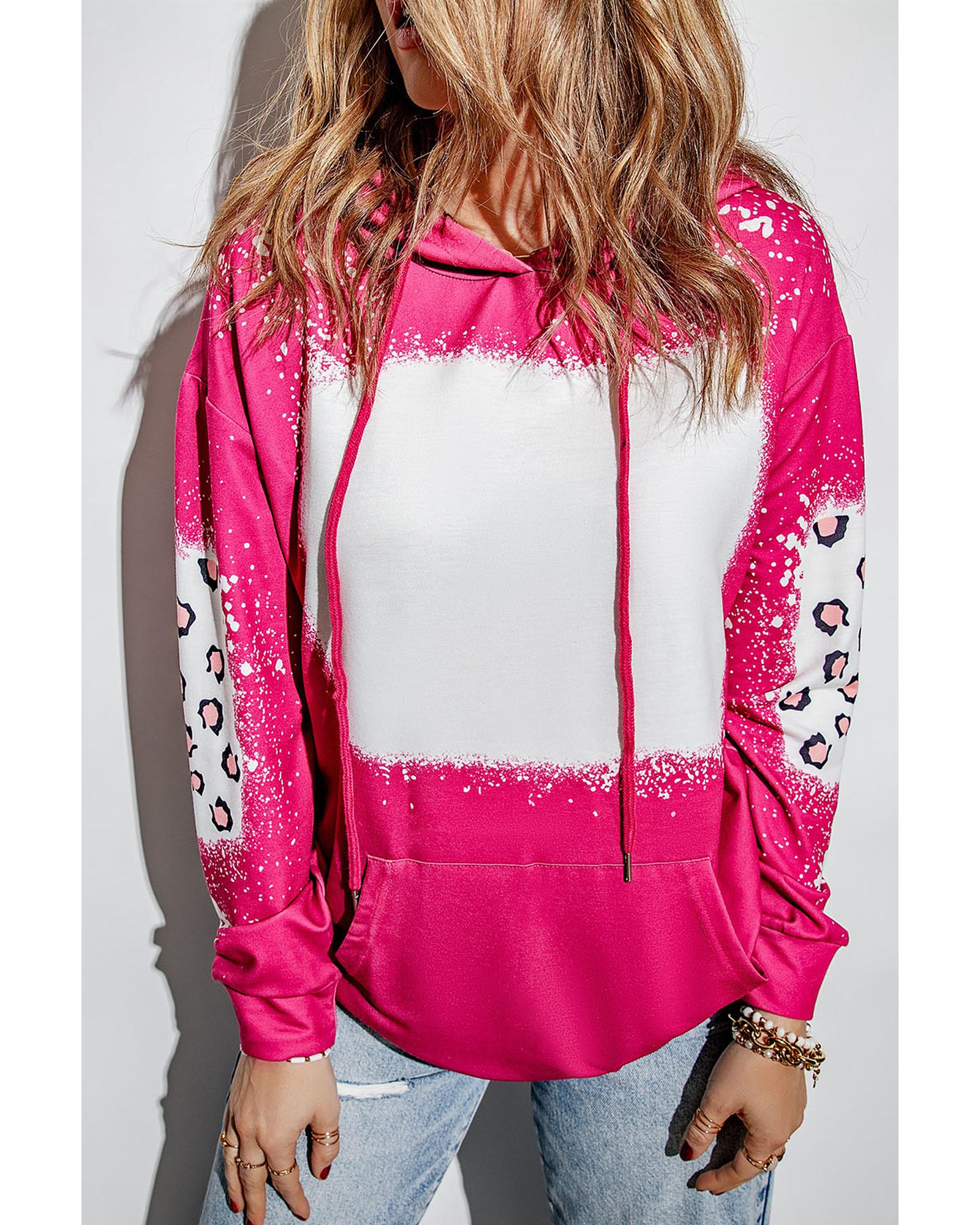 Azura Exchange Leopard Bleached Hoodie with Pocket - M Main image