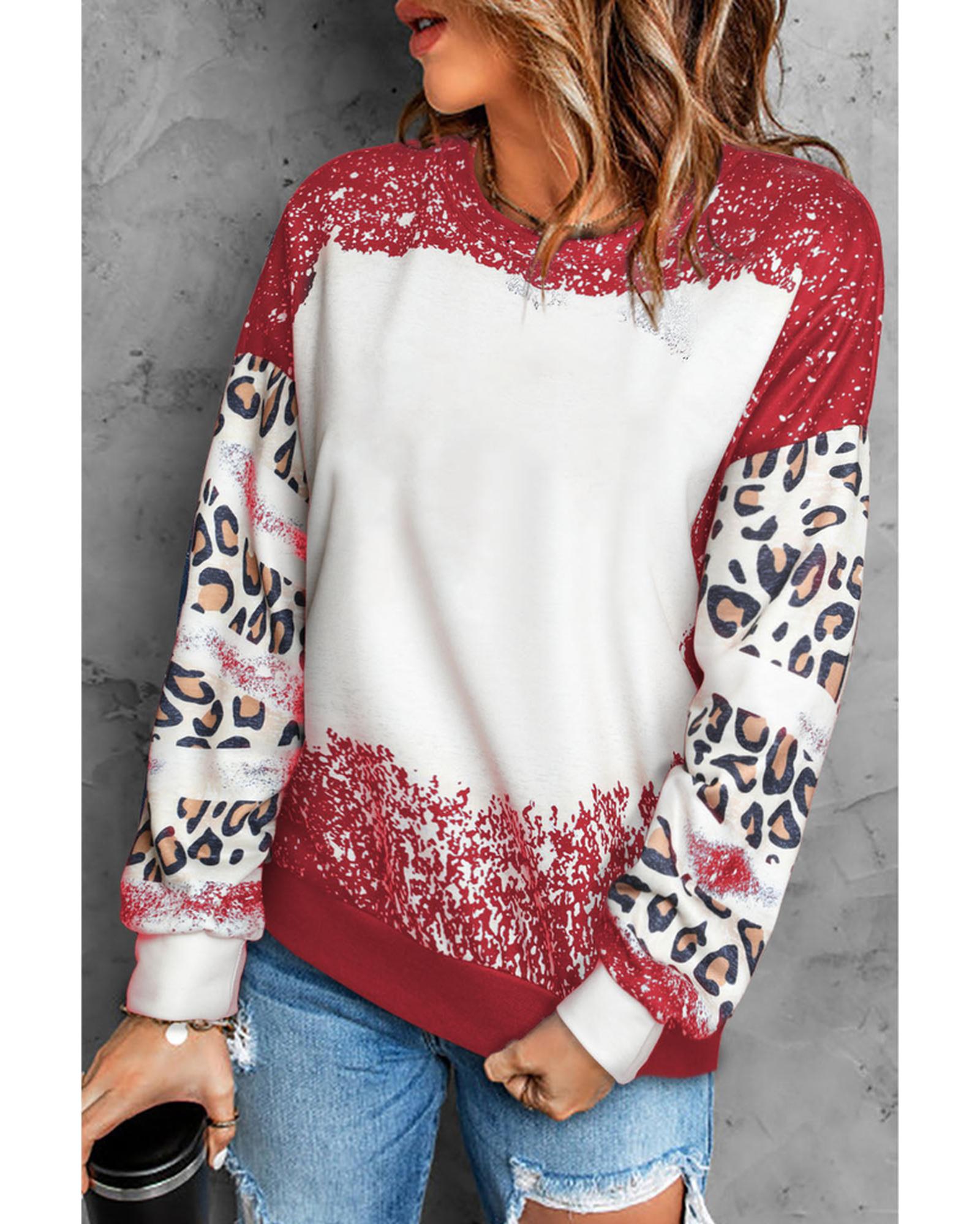 Azura Exchange Leopard Print Sweatshirt with Tie Dye Design - S Main image