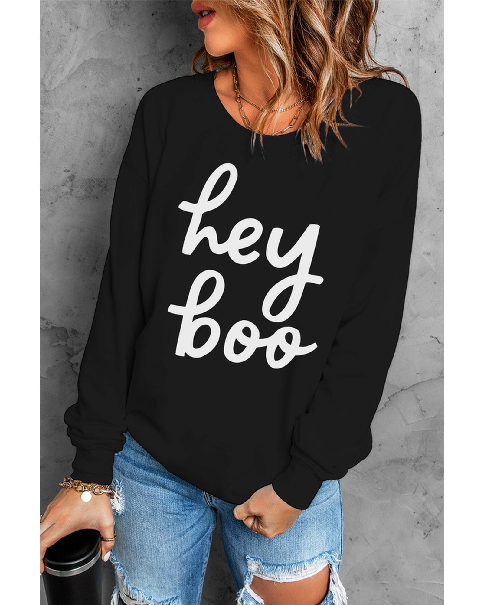 Azura Exchange Hey Boo Long Sleeve Pullover Sweatshirt - M Main image