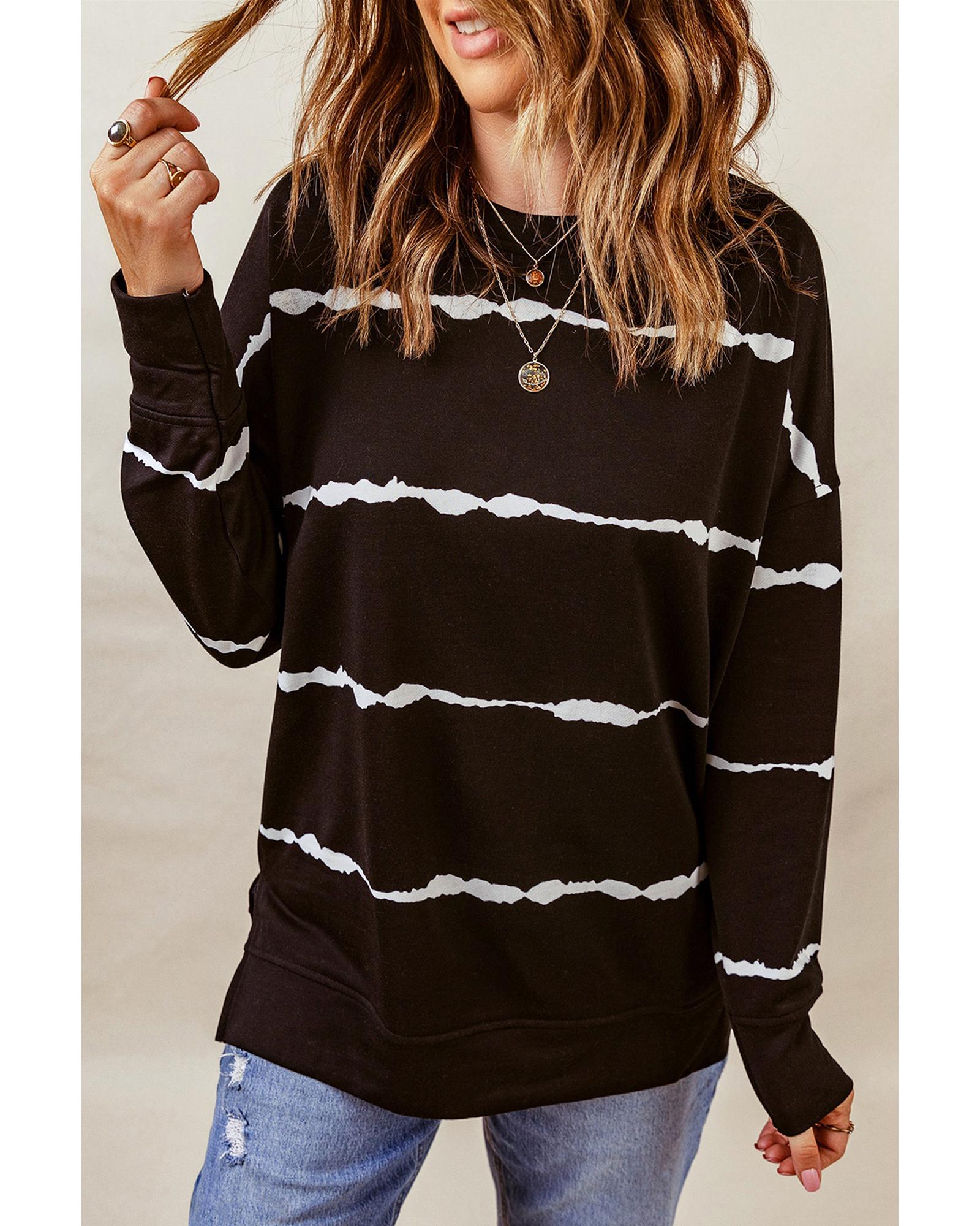 Azura Exchange Abstract Striped Long Sleeve Sweatshirt - S Main image