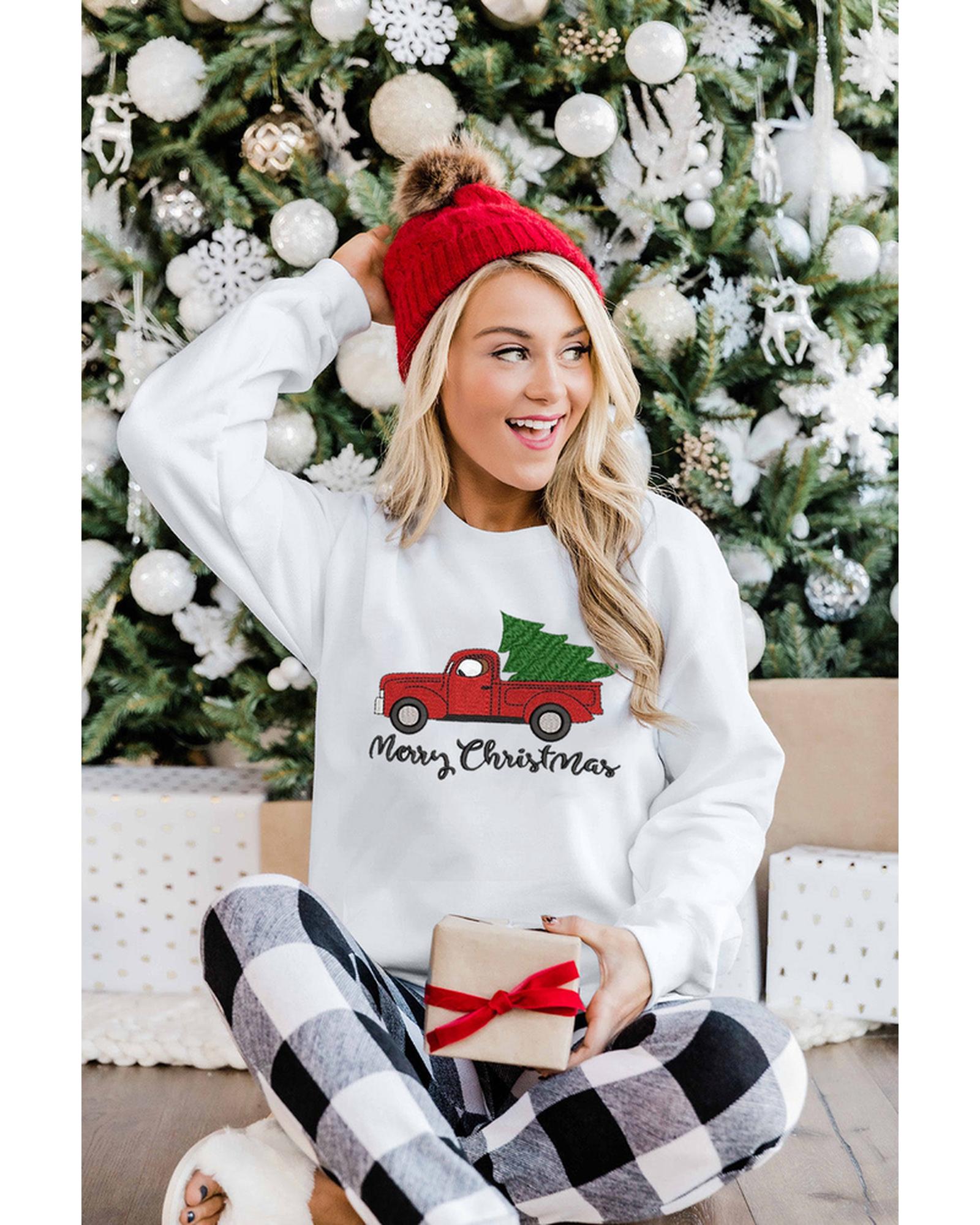 Azura Exchange Embroidered Pullover Sweatshirt with Merry Christmas Truck Pattern - L Secondary image