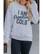 Azura Exchange Breaking COLD Letter Print Sweatshirt - L