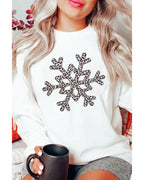 Azura Exchange Leopard Snowflake Pullover Sweatshirt - S