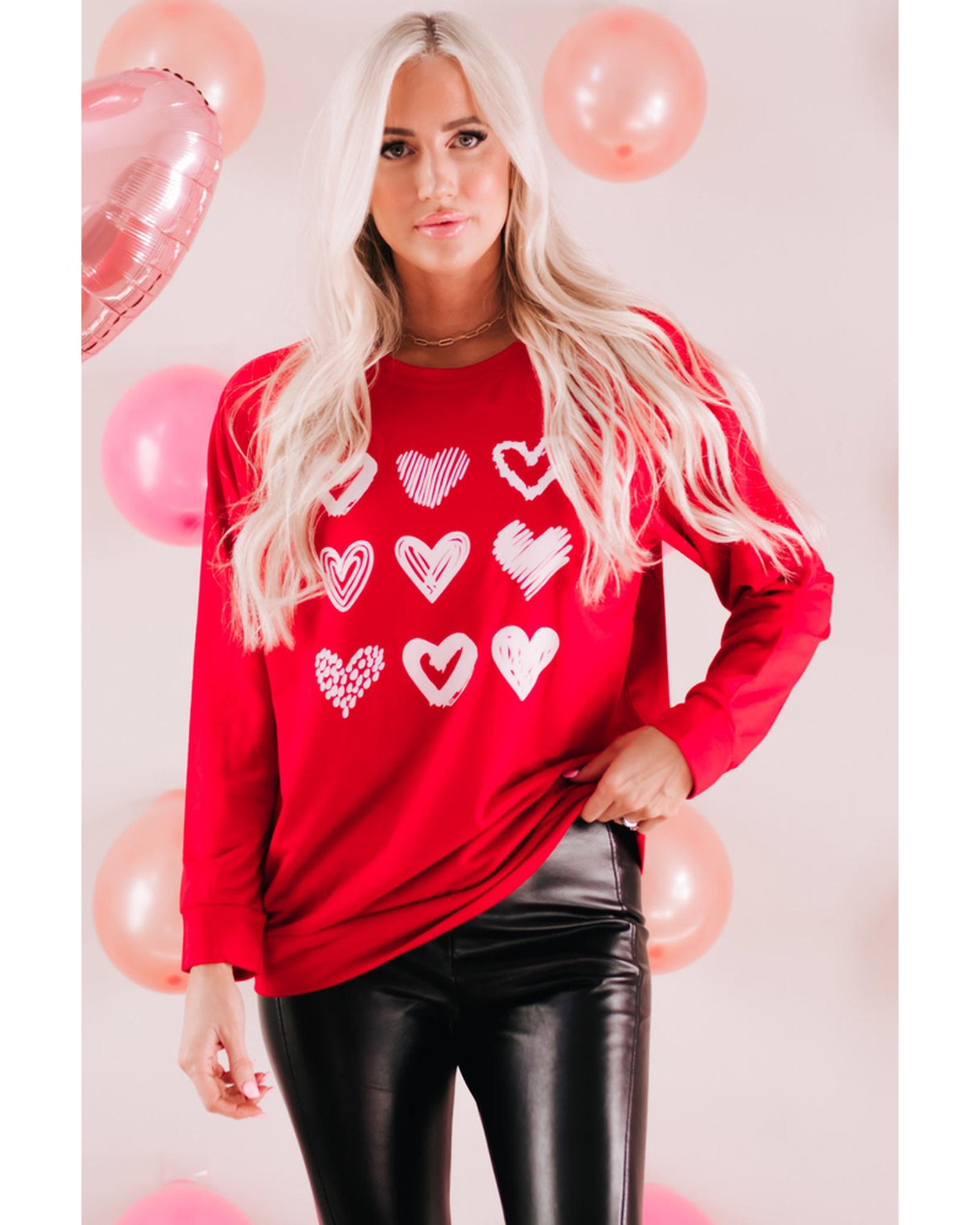 Azura Exchange Hearts Print Crewneck Sweatshirt - 2XL Main image