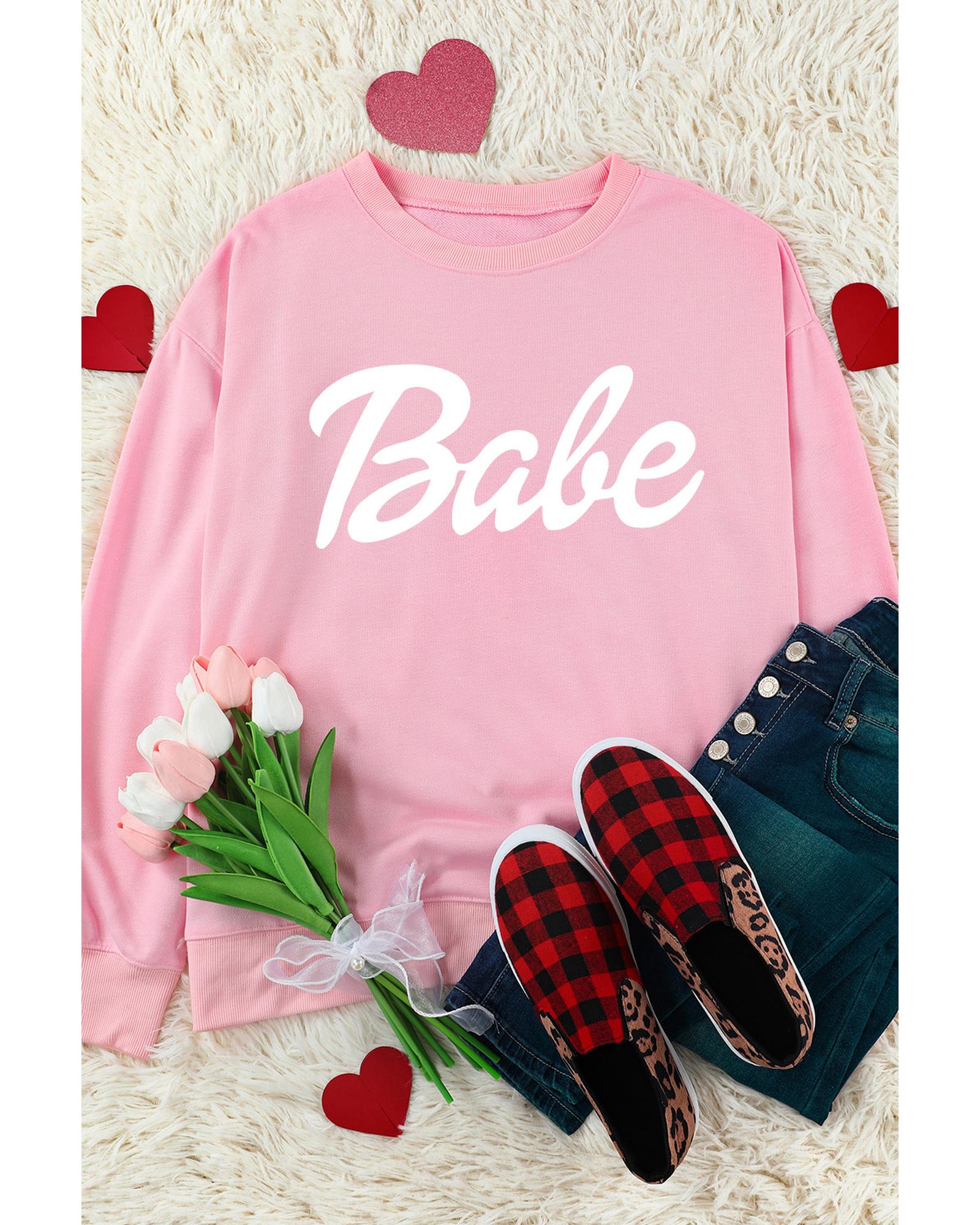 Azura Exchange Letters Print Sweatshirt with Ribbed Knit Trim - L Secondary image