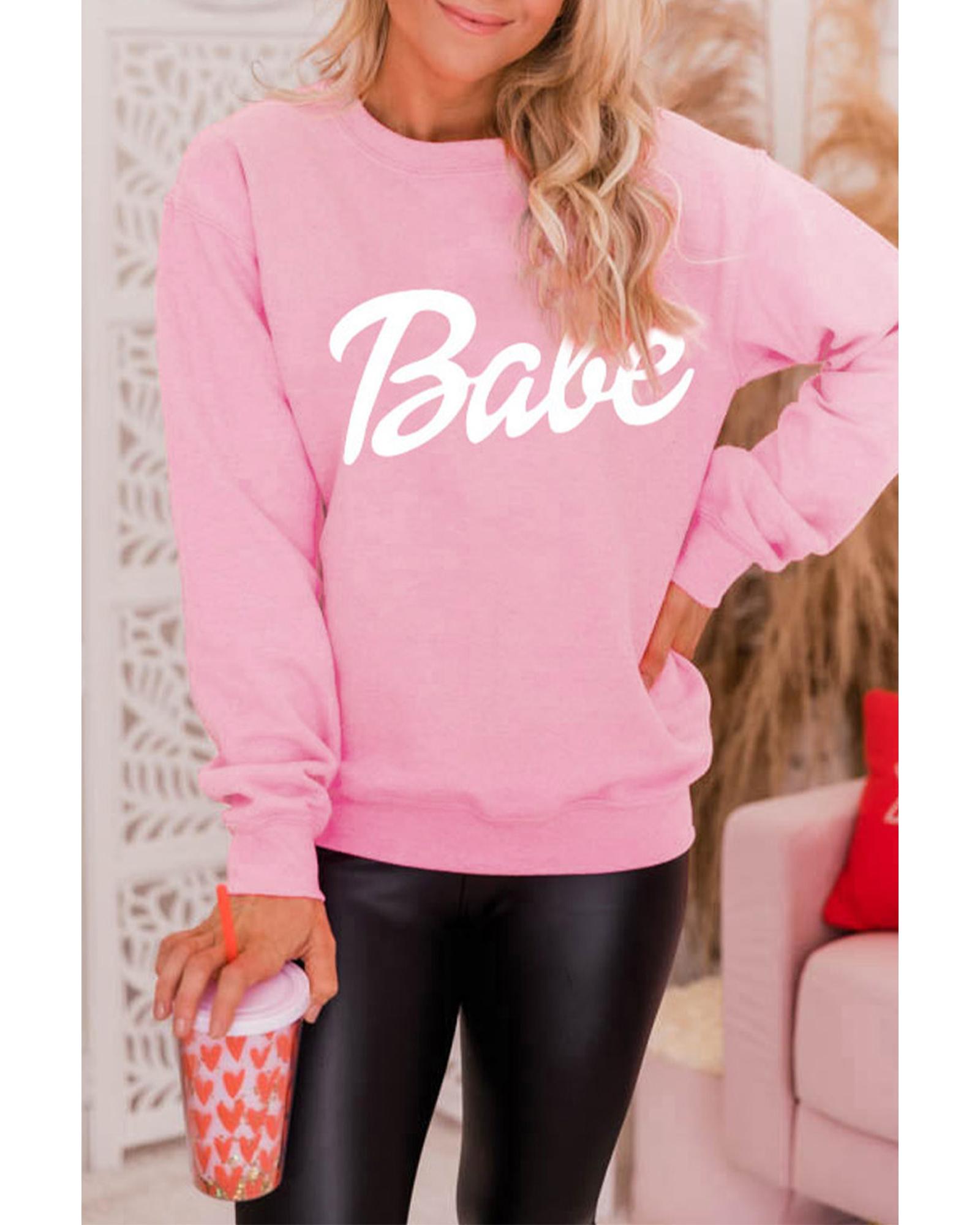 Azura Exchange Letters Print Sweatshirt with Ribbed Knit Trim - M Main image