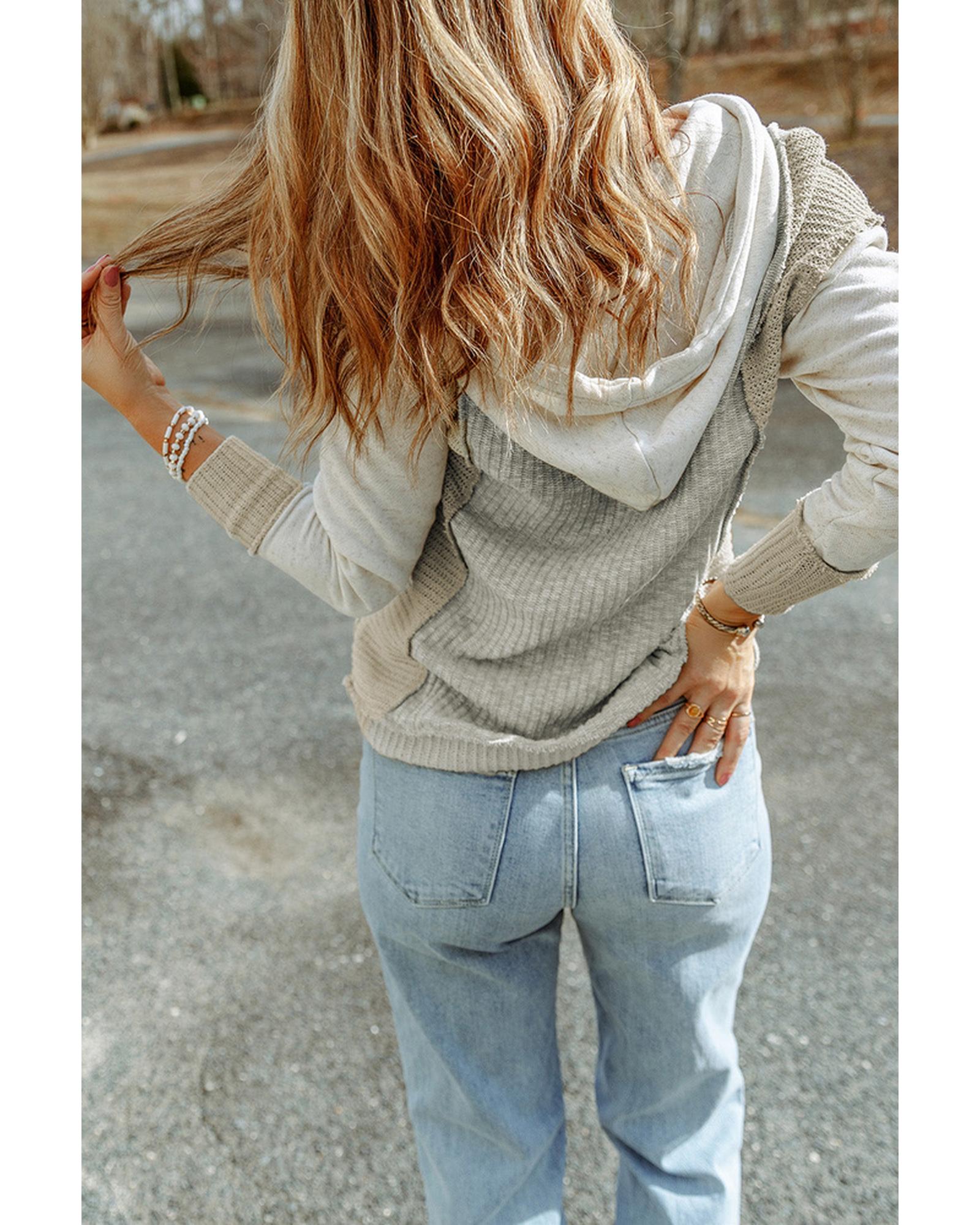 Azura Exchange Patchwork Knit Hoodie - S Secondary image