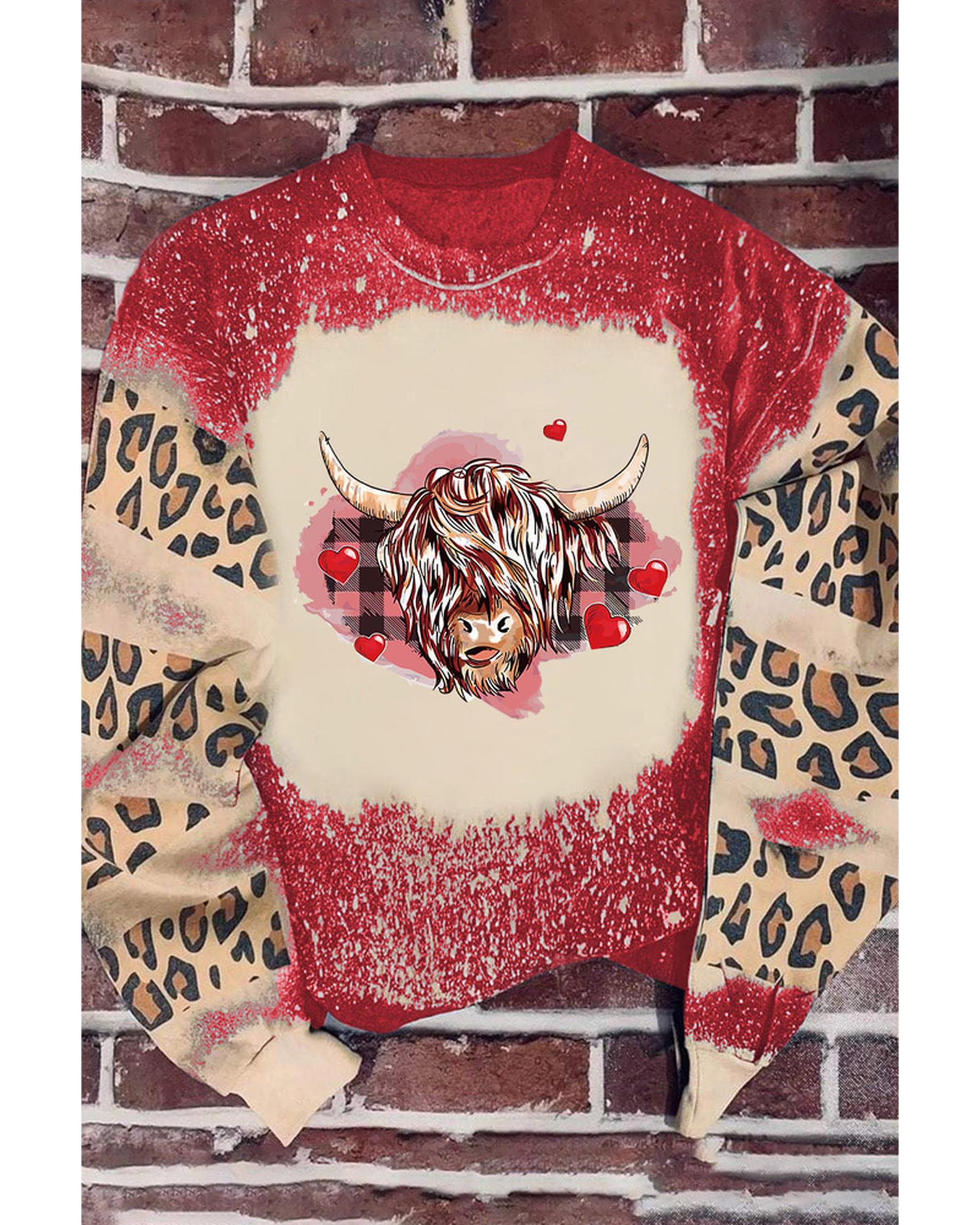 Azura Exchange Heifer Graphic Print Leopard Bleached Sweatshirt - M Main image