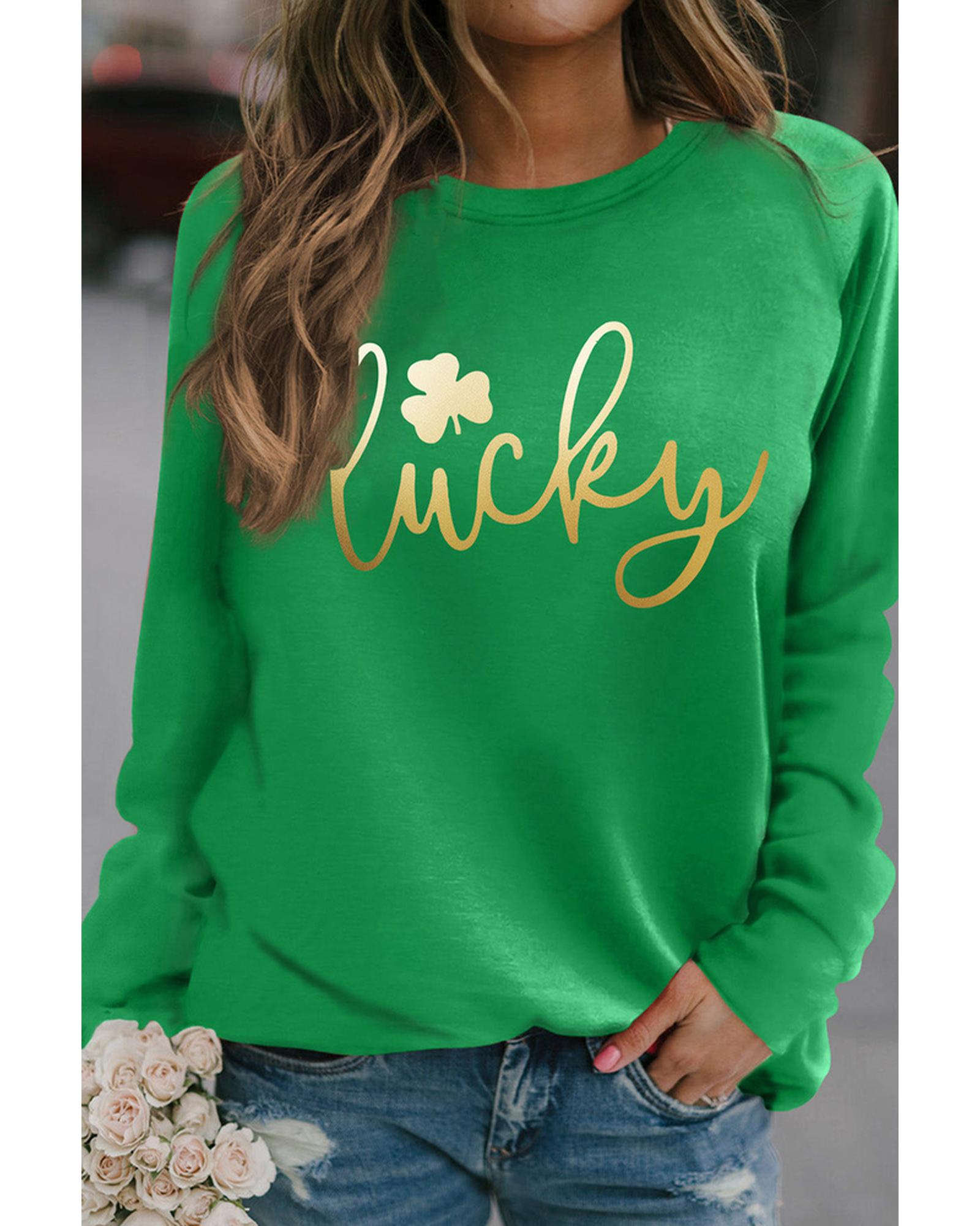 Azura Exchange Lucky Glitter Graphic Raglan Sleeve Sweatshirt - L Main image