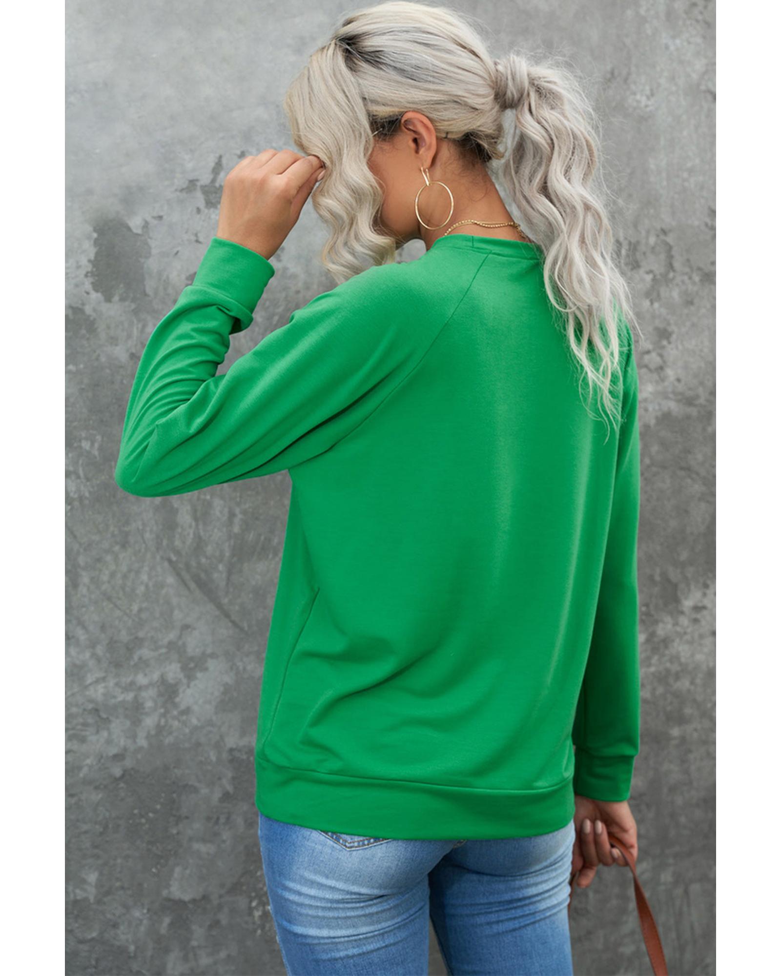 Azura Exchange Lucky Glitter Graphic Raglan Sleeve Sweatshirt - M Secondary image