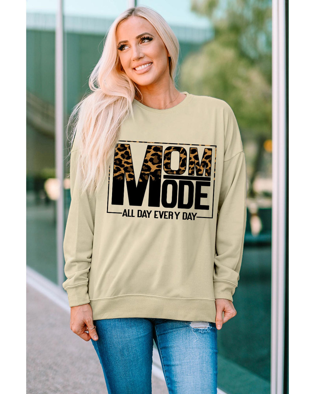 Azura Exchange Leopard Print Long Sleeve Sweatshirt - S