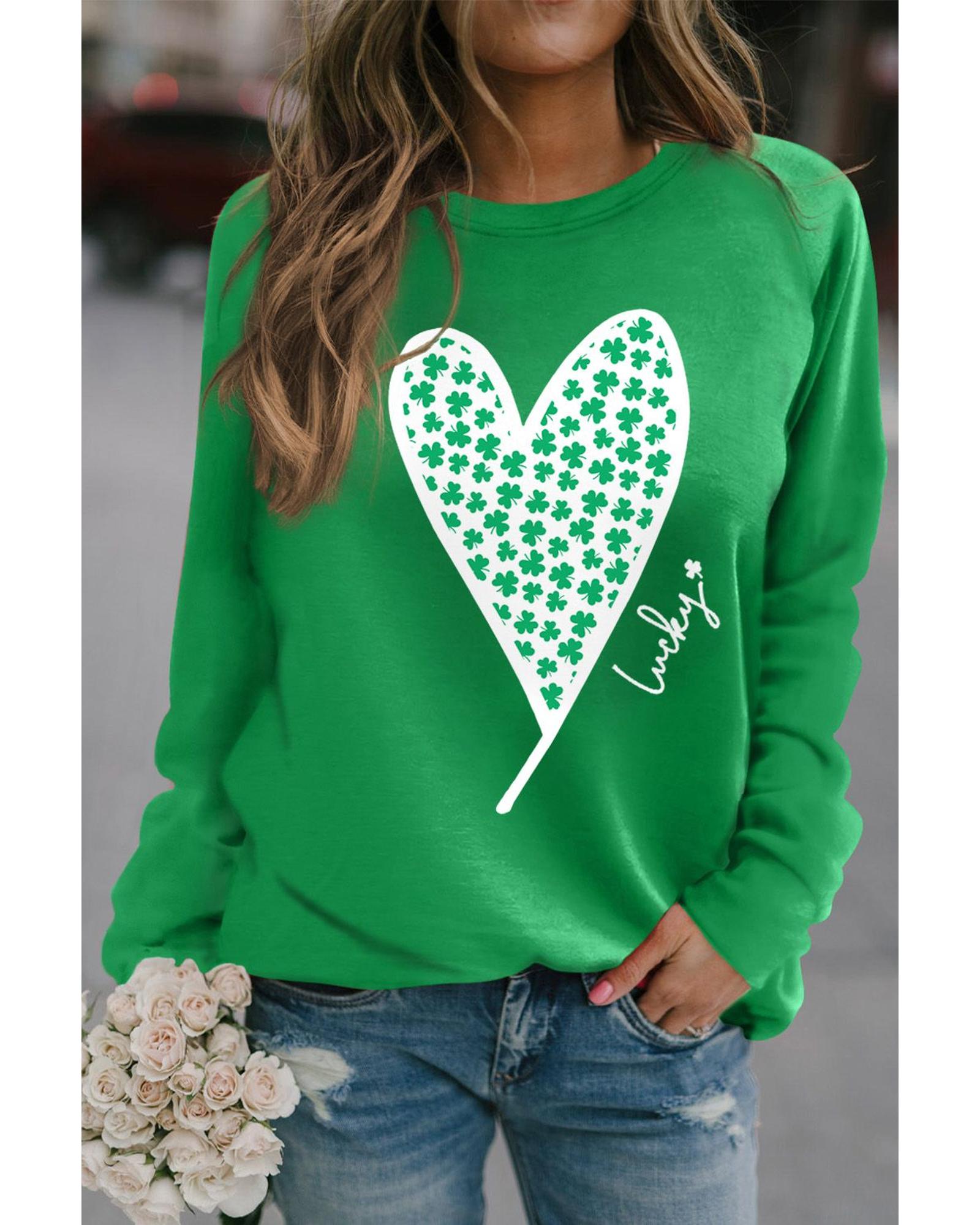 Azura Exchange Lucky Clover Heart Graphic Sweatshirt - M Main image