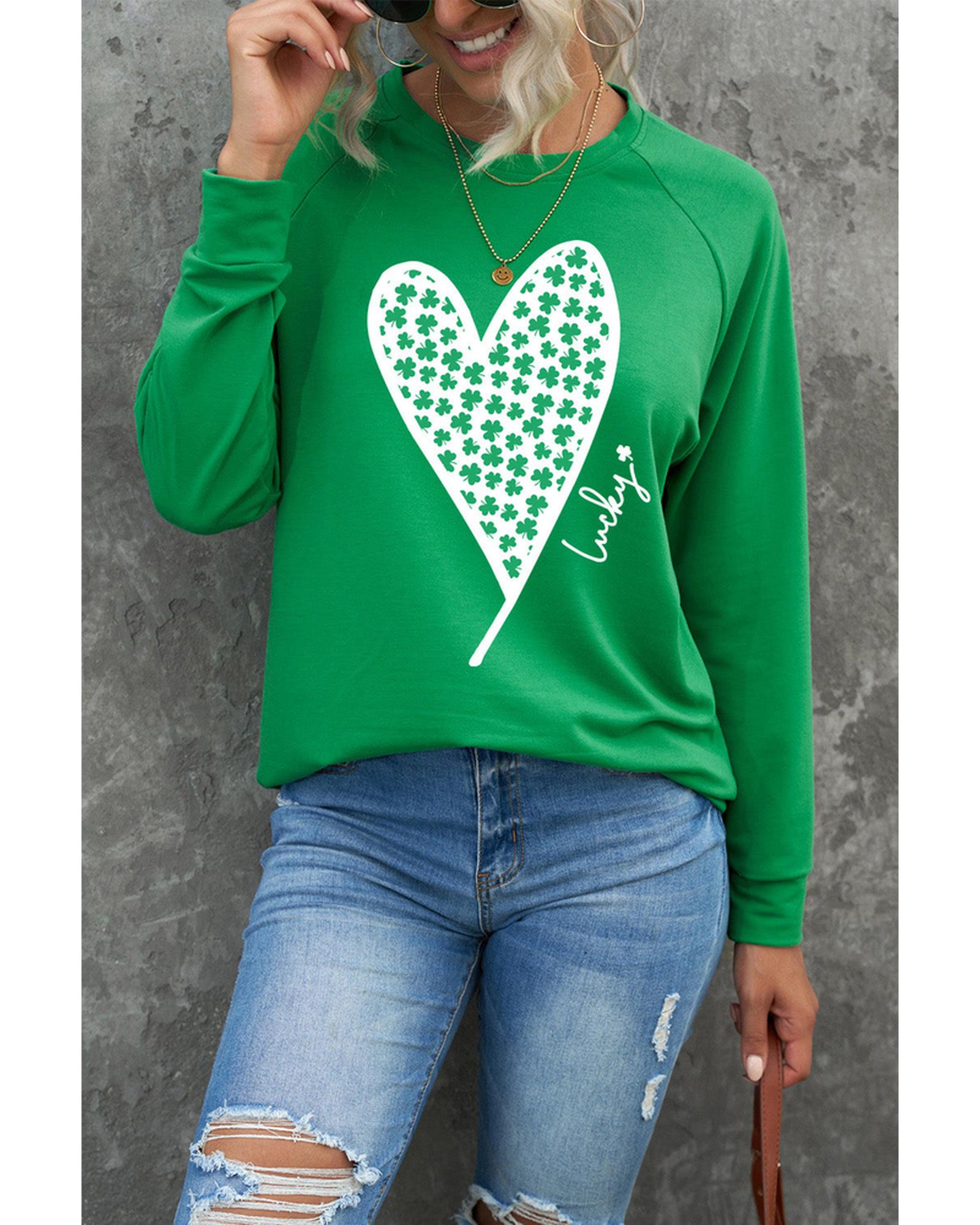 Azura Exchange Lucky Clover Heart Graphic Sweatshirt - S Secondary image