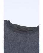 Azura Exchange Gray Ribbed Knit Round Neck Pullover Sweatshirt - M