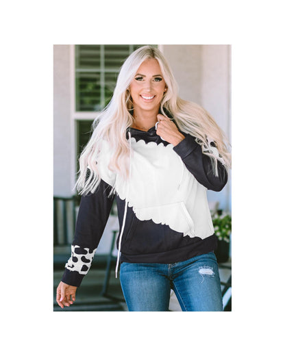 Azura Exchange Cow Tie Dye Print Pullover Hoodie with Pocket - XL