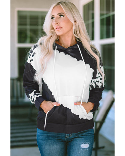 Azura Exchange Cow Tie Dye Print Pullover Hoodie with Pocket - XL
